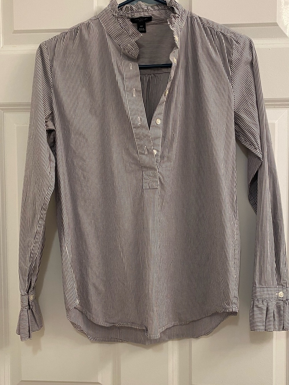 Ann Taylor Women’s Button-Down Stripe Shirt in Black and White
